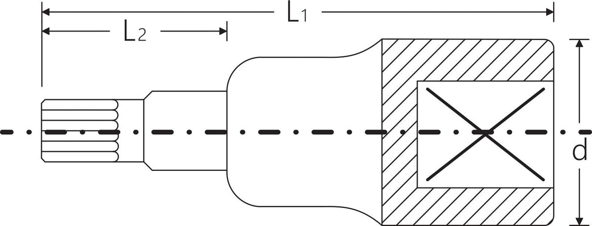 STAHLWILLE Steckschlüsseleinsatz 54 X 1/2 Zoll Innen-Vielzahn M5 L.60mm – Chrom-Alloy-Stahl