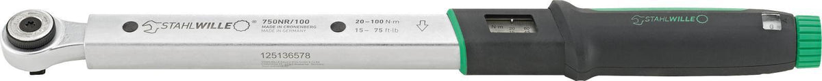 STAHLWILLE Drehmomentschlüssel 750NR/100 3/8 Zoll 20-100 Nm mit Doppel-Stopp-Signal