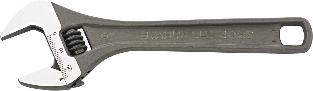 STAHLWILLE Rollgabelschlüssel 4026 mit Einstellskala, max. 24 mm, 159 mm, CV-Stahl