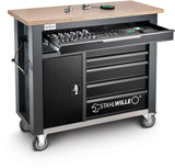 STAHLWILLE Rollwerkbank WB 621 – 7+1 Schubladen, 750 kg Tragfähigkeit, B1150 x T500 x H1045 mm