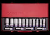 KING TONY Profi-Werkzeuge - 1/2" Steckschlüssel-Set, lang, metrisch - 15 tlg. 4215MR