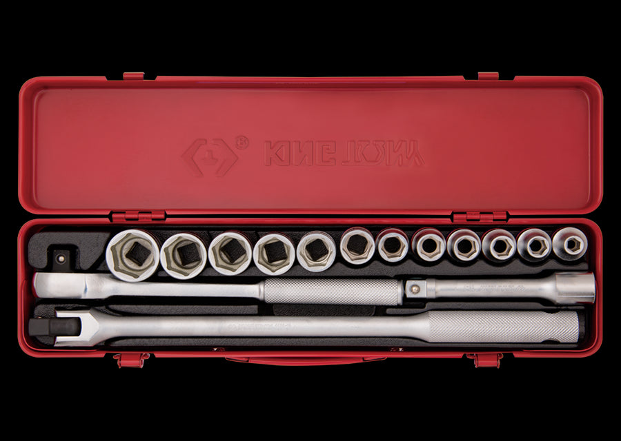 KING TONY Profi-Werkzeuge - 1/2" Steckschlüssel-Set, metrisch - 15 tlg. 4501MR