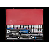 KING TONY Profi-Werkzeuge - 1/2" Steckschlüssel-Set, metrisch, mit Zubehör - 24 tlg. 4325MR03