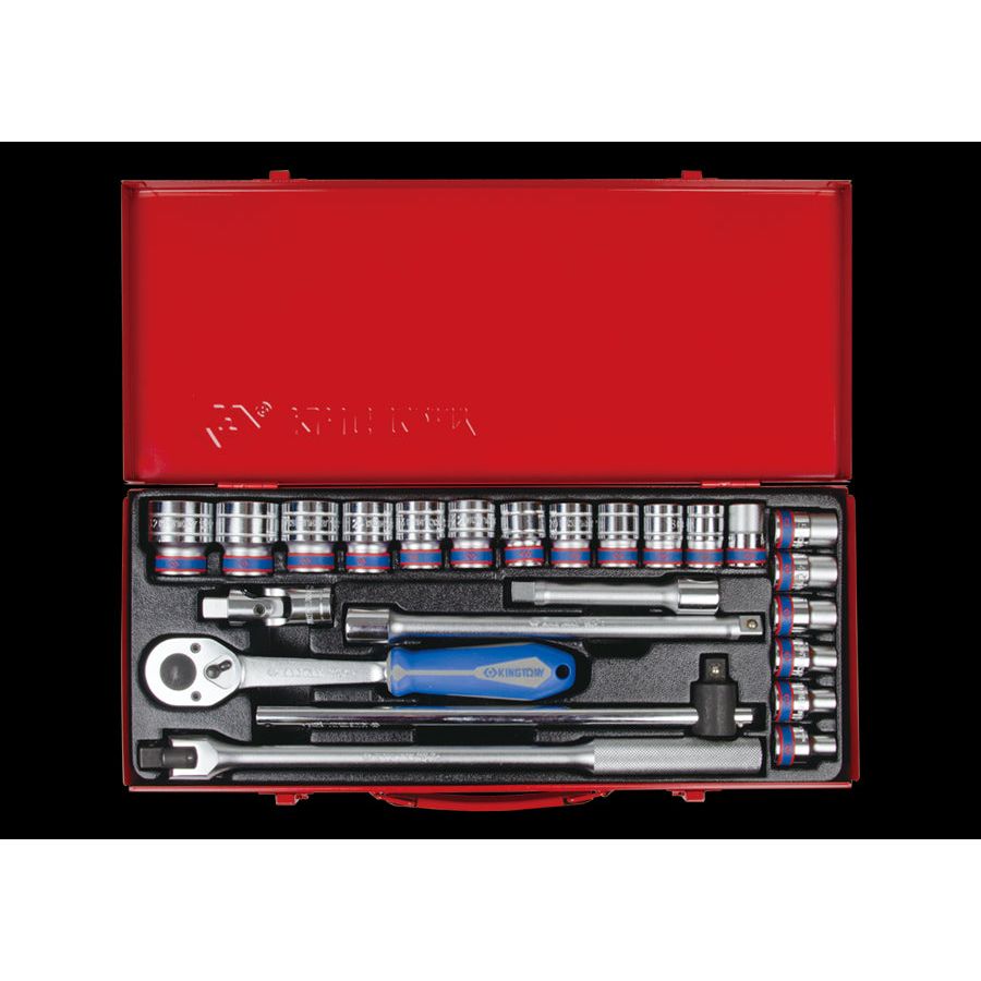 KING TONY Profi-Werkzeuge - 1/2" Steckschlüssel-Set, metrisch, mit Zubehör - 24 tlg. 4526MR03