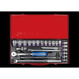 KING TONY Profi-Werkzeuge - 1/2" Steckschlüssel-Set, metrisch, mit Zubehör - 24 tlg. 4026MR04
