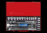 KING TONY Profi-Werkzeuge - 1/2" Steckschlüssel-Set, metrisch, mit Zubehör - 24 tlg. 4026MR04