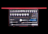 KING TONY Profi-Werkzeuge - 1/2" Steckschlüssel-Set, metrisch, mit Zubehör - 33 tlg. 4534MR03