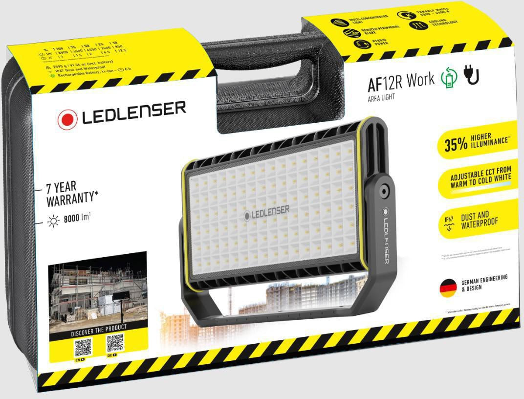 LEDLENSER LED-Strahler AF12R Work 850-8000 lm Li-Ion 14,4V IP67 – Hybrid Power, tunable white