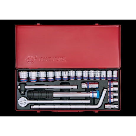 KING TONY Profi-Werkzeuge - 1/2" Steckschlüssel-Set, metrisch, mit Zubehör - 24 tlg. 4024MR