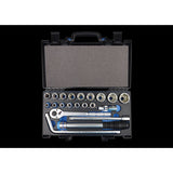 KING TONY Profi-Werkzeuge - 1/2" Schlüssel-Set, metrisch, mit Zubehör - 21 tlg. 4321MRE