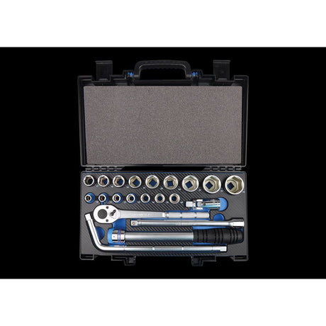 KING TONY Profi-Werkzeuge - 1/2" Schlüssel-Set, metrisch, mit Zubehör - 21 tlg. 4321MRE