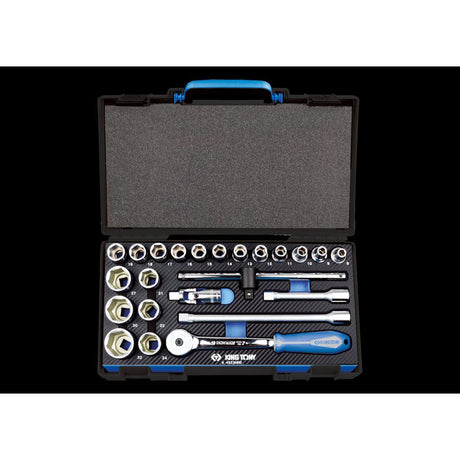 KING TONY Profi-Werkzeuge - 1/2" KUBOTA 6-Kant Steckschlüssel-Set, mit Zubehör - 23 tlg. 4523MRE