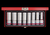 KING TONY Profi-Werkzeuge - 1/2" Steckschlüssel-Set, lang, Zoll - 8 tlg. 4208SR