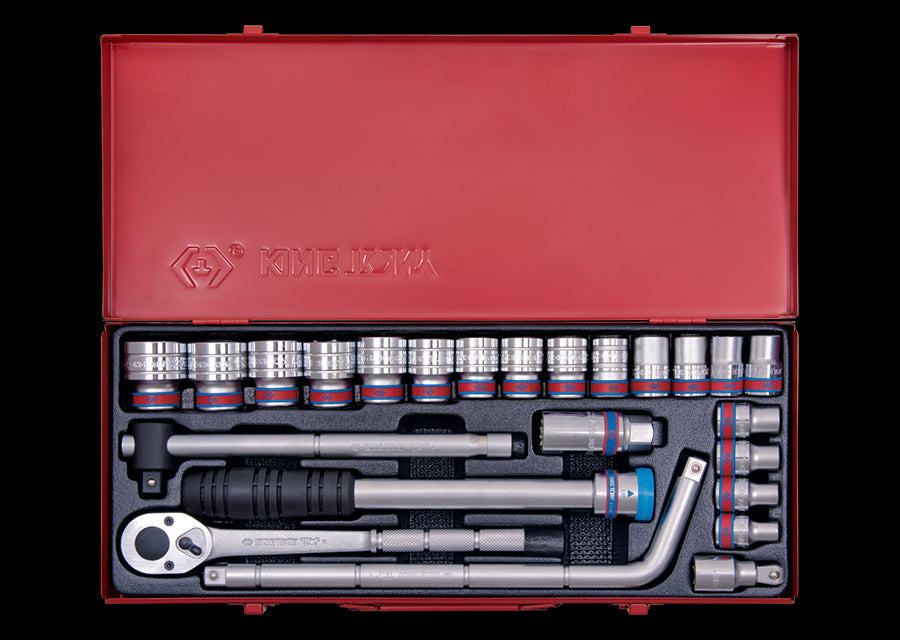 KING TONY Profi-Werkzeuge - 1/2" Steckschlüssel-Set, Zoll, mit Zubehör - 24 tlg. 4533SR
