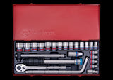 KING TONY Profi-Werkzeuge - 1/2" Steckschlüssel-Set, Zoll, mit Zubehör - 24 tlg. 4533SR