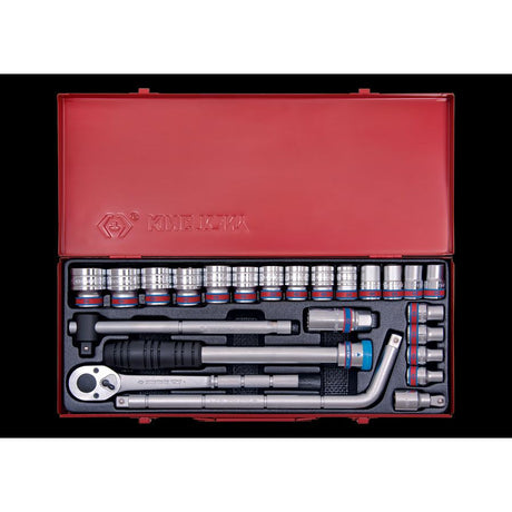 KING TONY Profi-Werkzeuge - 1/2" Steckschlüssel-Set, Zoll, mit Zubehör - 24 tlg. 4533SR
