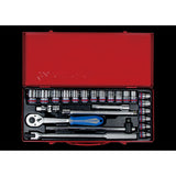 KING TONY Profi-Werkzeuge - 1/2" Steckschlüssel-Set, Zoll, mit Zubehör - 24 tlg. 4026SR03