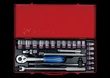 KING TONY Profi-Werkzeuge - 1/2" Steckschlüssel-Set, Zoll, mit Zubehör - 24 tlg. 4026SR03