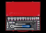 KING TONY Profi-Werkzeuge - 1/2" Steckschlüssel-Set, Zoll, mit Zubehör - 24 tlg. 4528SR
