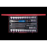 KING TONY Profi-Werkzeuge - 1/2" Steckschlüssel- und Zubehörset, metrisch und Zoll - 42 tlg. 4042CR02