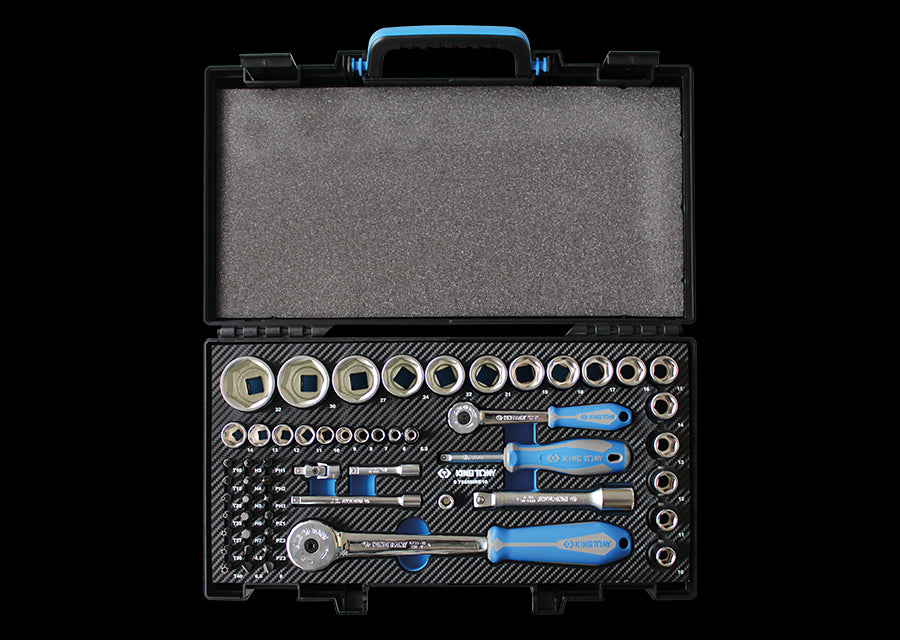 KING TONY Profi-Werkzeuge - 1/2" +  1/4" Steckschlüssel-Set - 55 tlg. 7555MRE10