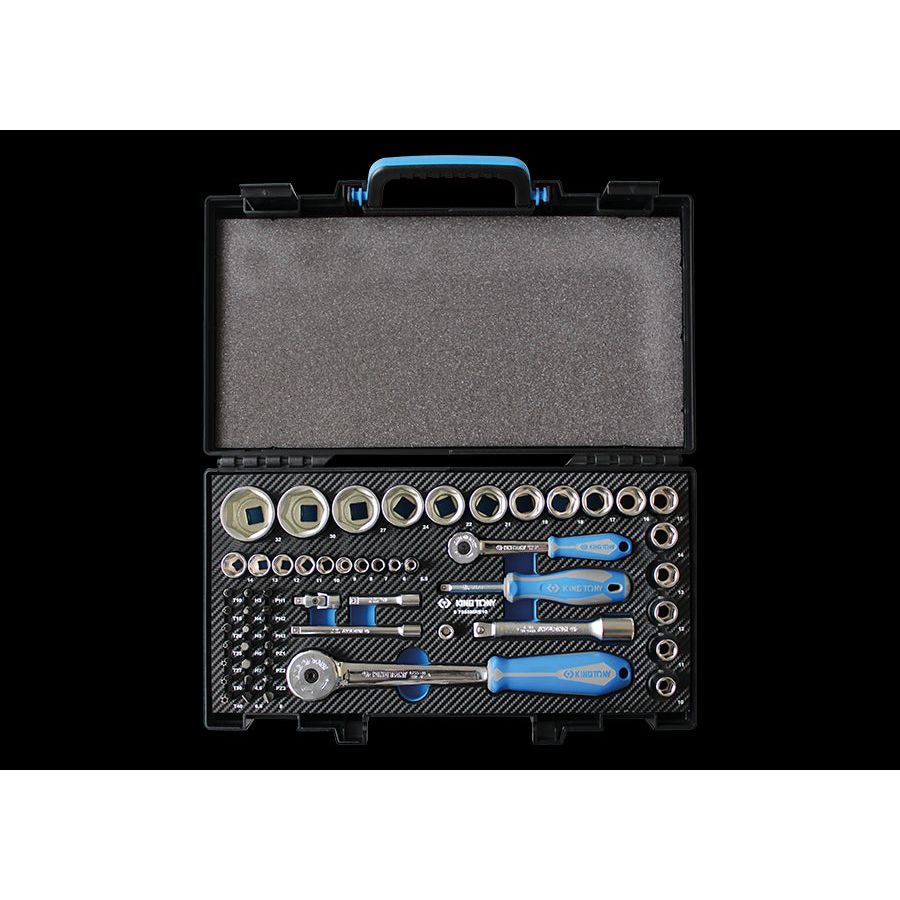 KING TONY Profi-Werkzeuge - 1/2" +  1/4" Steckschlüssel-Set - 55 tlg. 7555MRE10