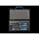 KING TONY Profi-Werkzeuge - 1/2" +  1/4" Steckschlüssel-Set - 55 tlg. 7555MRE10