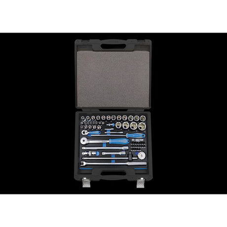 KING TONY Profi-Werkzeuge - 1/4" +  1/2" 6-Kant Steckschlüsselset, EVAWAVE, Zubehör - 60 tlg. 7560MRE