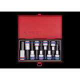 KING TONY Profi-Werkzeuge - 1/2" 6-Kant Steckschlüssel-Set, lang - 9 tlg. 4120PR