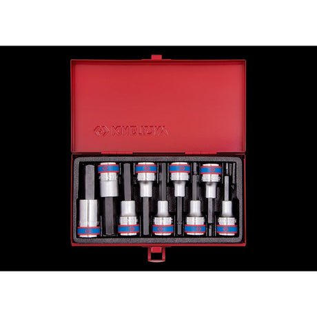 KING TONY Profi-Werkzeuge - 1/2" 6-Kant Steckschlüssel-Set, lang - 9 tlg. 4120PR