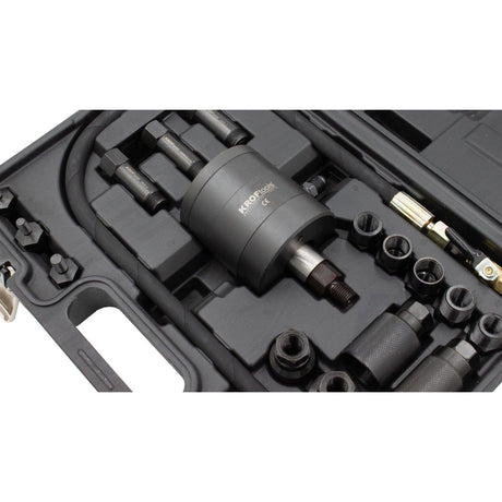 KROFtools 21tlg Diesel Einspritzdüsen Abzieher Pneumatischer Injektor Abzieher - Adapter Bosch Delphi Denso Siemens. Zum Demontieren festsitzender Einspritzdüsen & Glühkerzen. - Tools.de TP Profishop GmbH