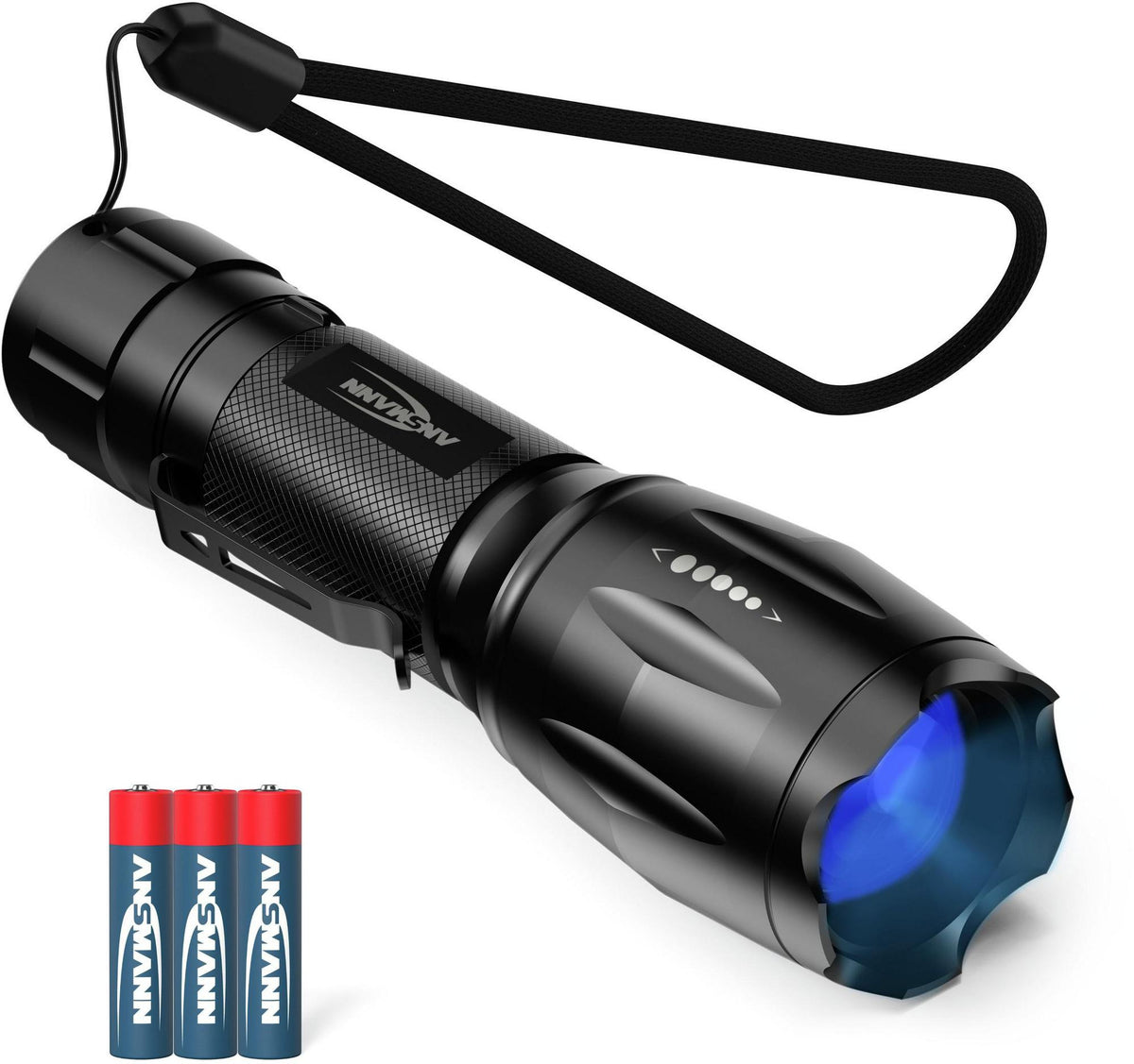 ANSMANN Action 400 UV LED-Taschenlampe – 90 lm, UV-Licht, 3x AAA, 50 m Reichweite