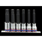 KING TONY Profi-Werkzeuge - 1/2" RIBE Steckschlüssel-Set, lang, Steckleiste - 6 tlg. 4116PR