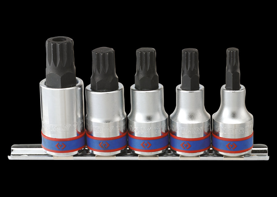 KING TONY Profi-Werkzeuge - 1/2" XZN® Steckschlüssel-Set, Steckleiste - 5 tlg. 4105PR