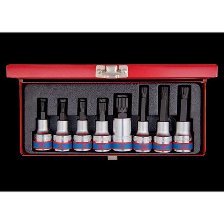 KING TONY Profi-Werkzeuge - 1/2" XZN® Steckschlüssel-Set, lang und kurz - 8 tlg. 4128PR