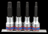 KING TONY Profi-Werkzeuge - 1/2" XZN® Steckschlüssel-Set, Steckleiste, lang - 4 tlg. 4136PR