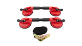 KROFtools 80 kg Saugheber-Set mit Spanngurt, Doppelsaugheber-Satz, Glasscheibenträger 3-teilig bis 2×80 - 5401 - K-5401