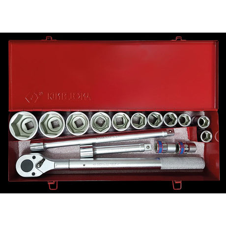 KING TONY Profi-Werkzeuge - 3/4" Steckschlüssel-Set, metrisch, mit Zubehör - 17 tlg. 6317MR