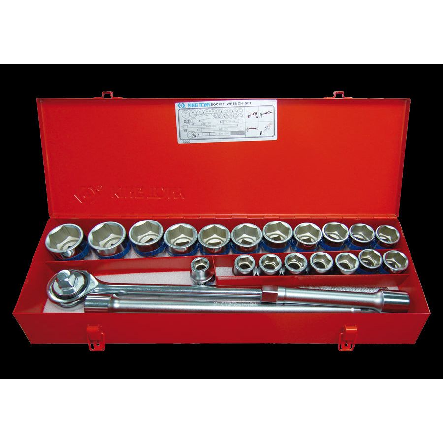 KING TONY Profi-Werkzeuge - 3/4" Steckschlüssel-Set, metrisch, mit Zubehör - 23 tlg. 6323MR01