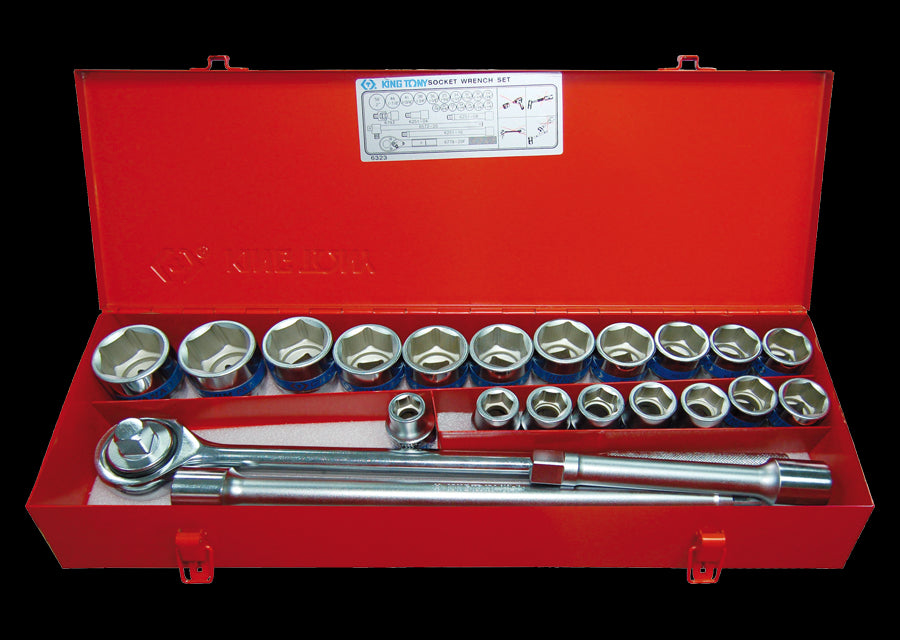 KING TONY Profi-Werkzeuge - 3/4" Steckschlüssel-Set, metrisch, mit Zubehör - 23 tlg. 6323MR01