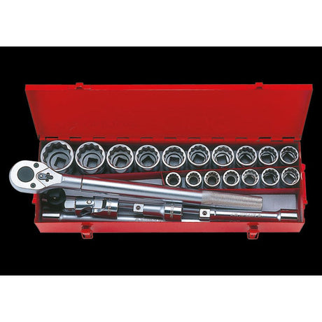 KING TONY Profi-Werkzeuge - 3/4" Steckschlüssel-Set, Zoll, mit Zubehör - 16 tlg. 6023SR