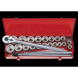 KING TONY Profi-Werkzeuge - 3/4" Steckschlüssel-Set, metrisch und Zoll, mit Zubehör - 24 tlg. 6224CR