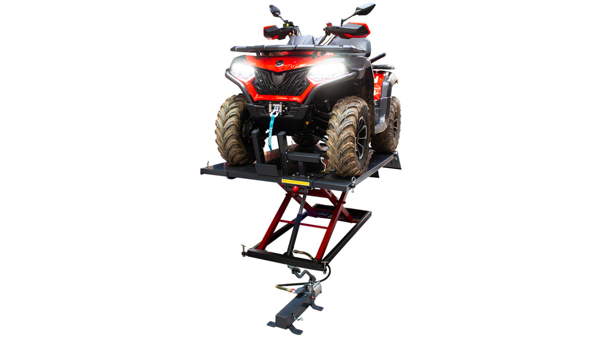 KROFtools Hydropneumatische Motorrad- und Quad-Hebebühne 680 kg – Profi-Hebebühne mit 185–825 mm Hubhöhe – Modell 9865