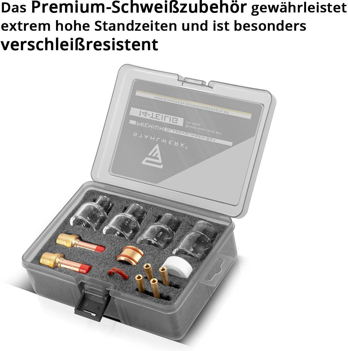 STAHLWERK Gaslinsen-Set 14-teilig für WIG-Schweißbrenner WP-17/18/26 – Premium Zubehör