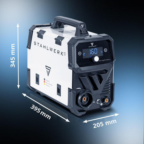 STAHLWERK Fülldrahtschweißgerät FLUX 160 ST Digital – 20-160 A, synergischer Drahtvorschub, IGBT, gasgekühlt