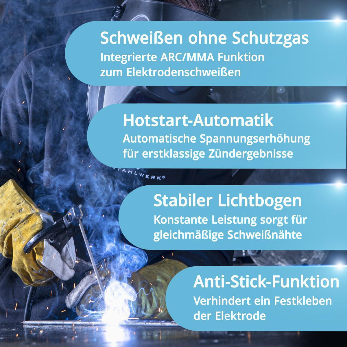 STAHLWERK Inverterschweißgerät AC/DC WIG 200 Puls Pro | 5-200 A mit Zubehör