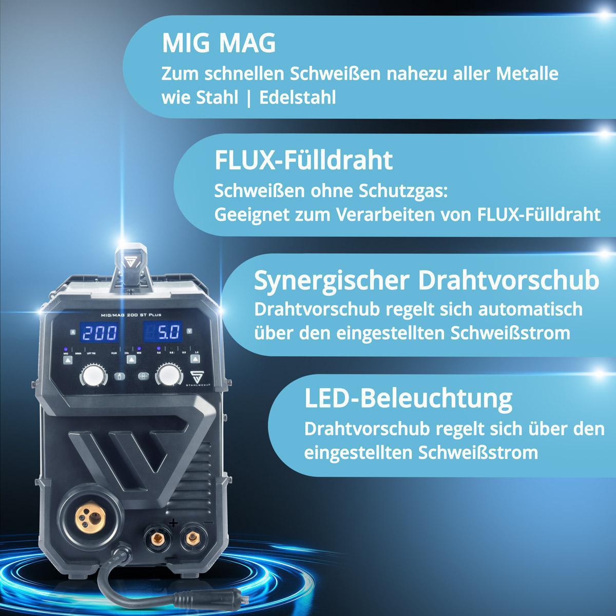 STAHLWERK MIG MAG 200 ST Plus MIG/MAG-Schweißanlage 200 A mit Zubehör