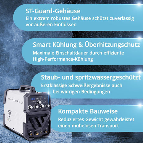 STAHLWERK TIG-Schweißanlage AC/DC WIG 200 ST mit Zubehör – 10-200 A, gasgekühlt, HF-Zündung