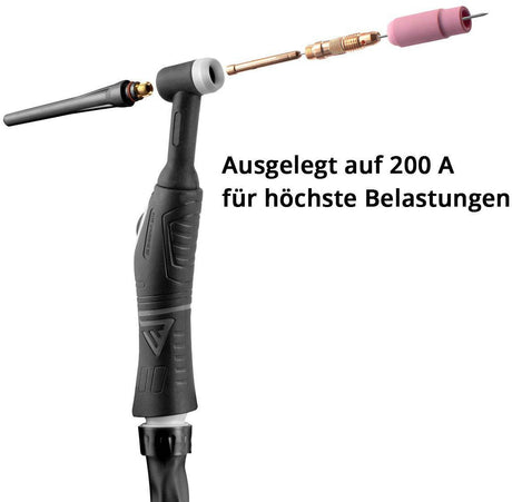 STAHLWERK WIG-Schweißbrenner WP-26 F mit 8m Schlauchpaket – flexibler Brennerkopf
