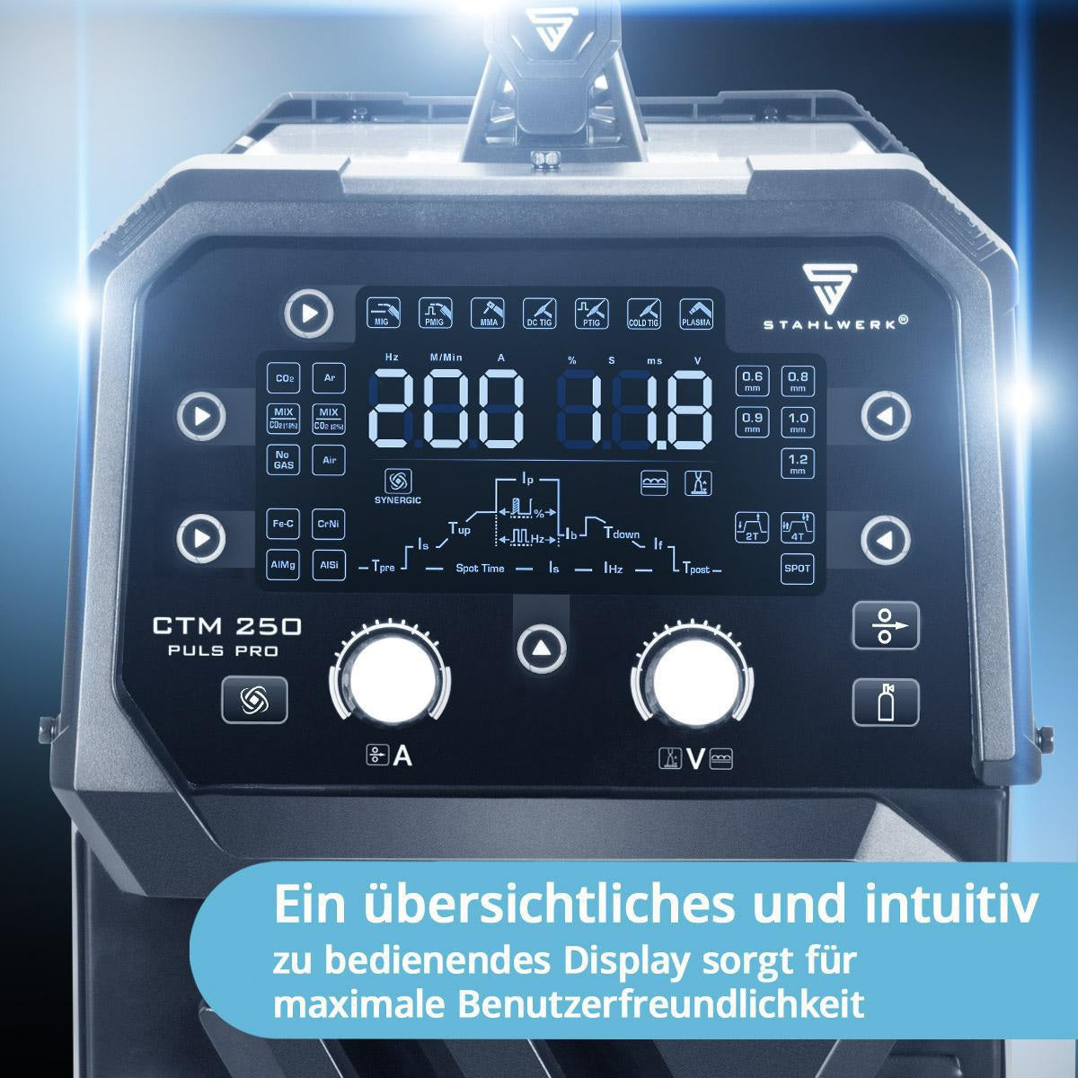 STAHLWERK CTM-250 Puls Pro Inverterschweißgerät 6-in-1 mit Plasmaschneider und 3m Zubehör